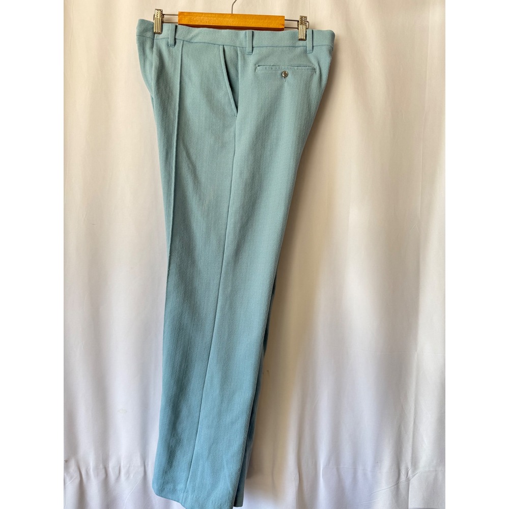 VTG  Haband of Paterson Mens Blue Textured Double Knit Pants Made in USA 32x29